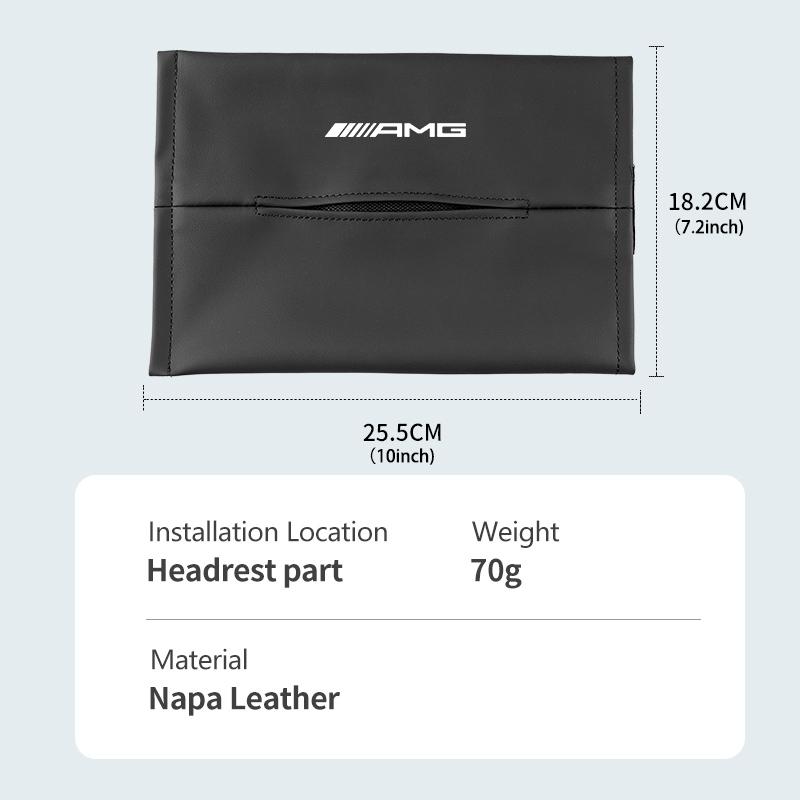 MWAY1 Car Seat Back Tissue Box LeatherHanging Paper Storage Bag For Mercedes Benz AMG W204 W205 W203 W211 W201 W210 W108 W124 W126