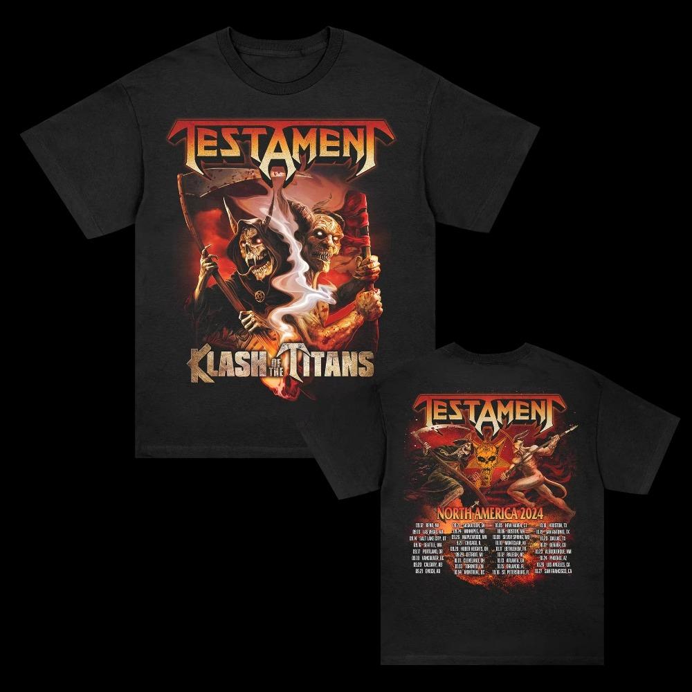 Футболка Testament Klash of The Titans Унисекс Мужская Женская Летняя С Коротким Рукавом Модный Топ Повседневный Ретро Ежедневная Футболка