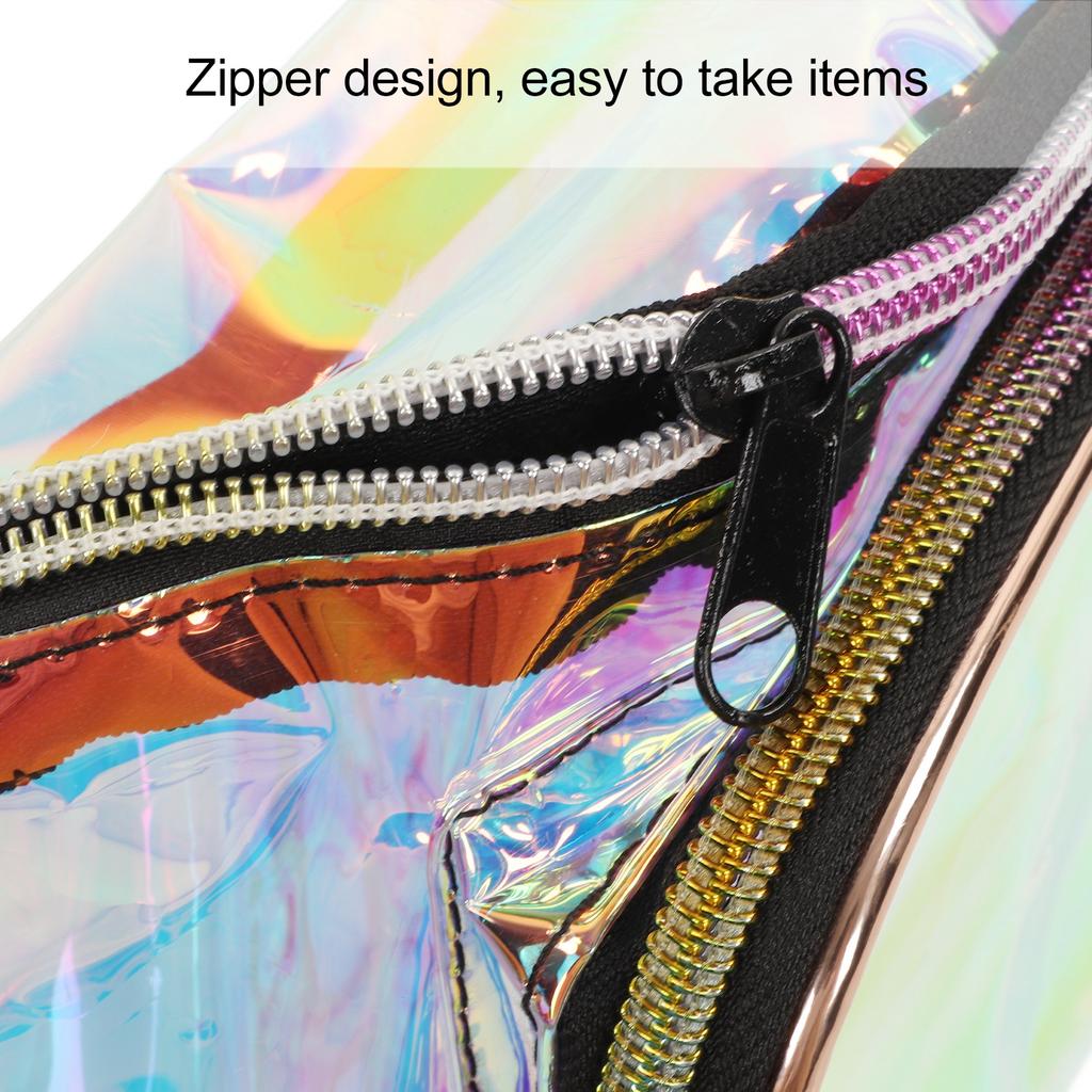 Transparent Iridescent Fanny Pack Shiny Waist Belt Bag with Zipper Waterproof PVC for Travel Party Running Hiking