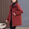 Hooded Cotton-padded Coat with Fleece Thick Windbreaker for Women