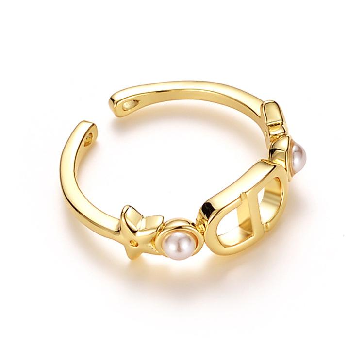 Кольцо CD с натуральным пресноводным жемчугом, женское, темпераментное, высокого класса, открытое кольцо