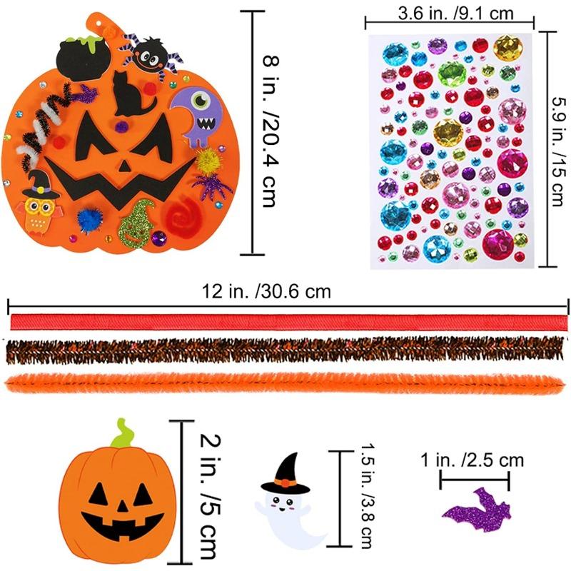 Halloween Pumpkin Craft Kits Foam Pumpkin Shapes with Halloween Stickers Jack-O'-Lantern Face Stickers DIY Pumpkin Craft