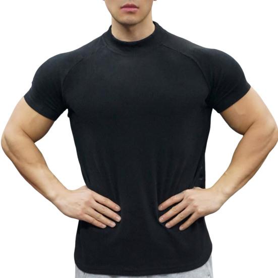 Men Fitness T-shirts Slim Fit Turtleneck Short Sleeve Undershirt Gym Fitness Tee Casual Base Layer Muscle Top for Workout Travel Office