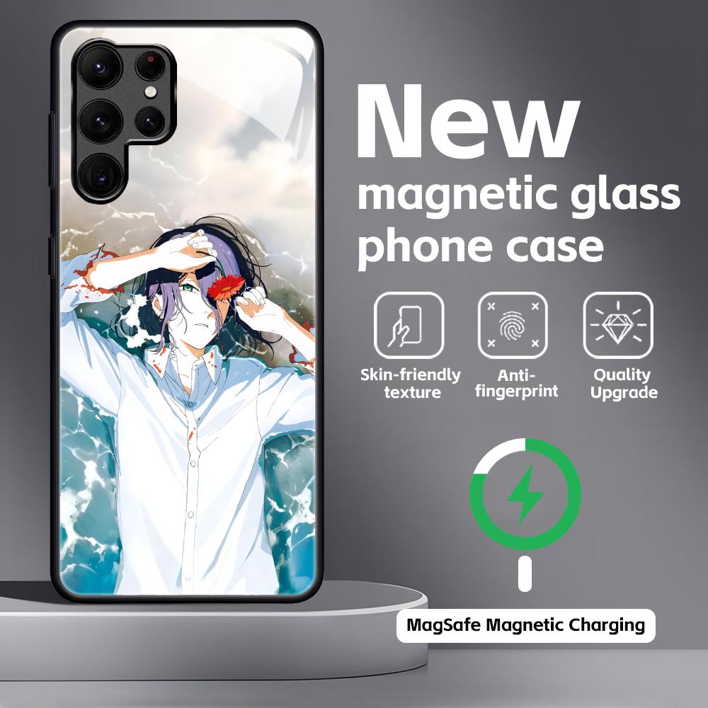 Anime Chainsaw Man Phone Case For Samsung S25 S24 S23 S22 S21 S20 Plus Ultra Note20 Glass Magnetic Case