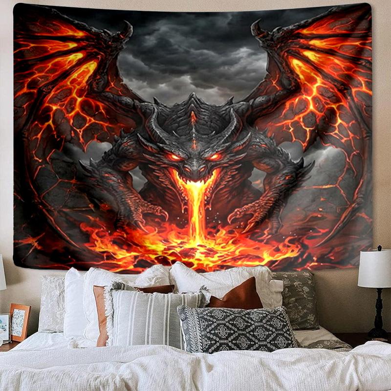 Blue Dragon Holding Stars Tapestry Room Decoration Wall Hanging for Living Room Bedroom, dormitory, Birthday and Christmas gifts