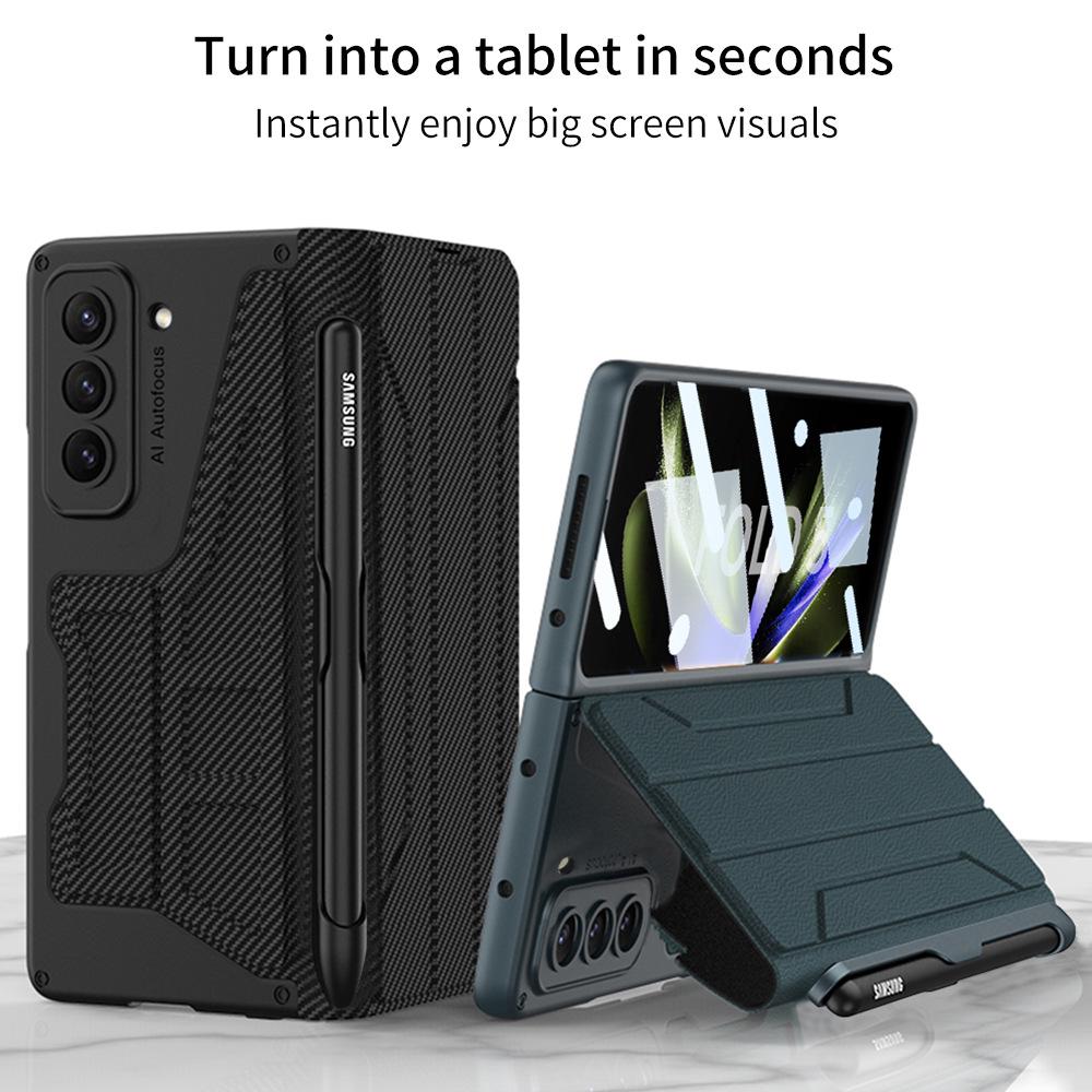 Кожаный флип-кейс Samsung Z Fold5 со слотом для стилуса - Защитная крышка для складного экрана