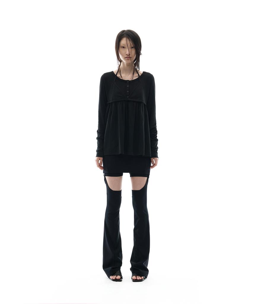 OJOS Layered Bra Flare Top / Black