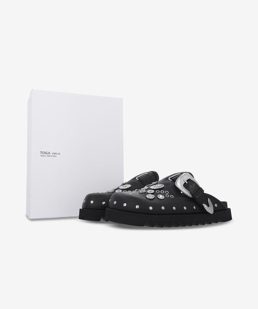 Toga [Toga Virilis] Eyelet Metal Sabo Slide - Black / Aj1066Black