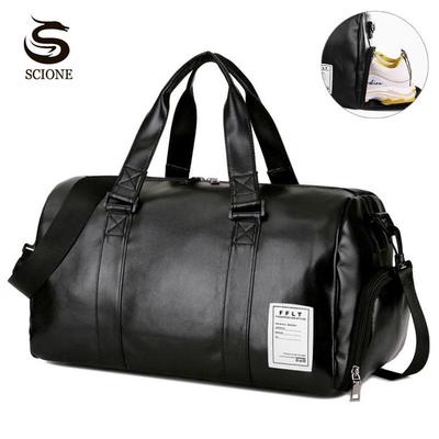 SCIONE Спортивная сумка Кожаные спортивные сумки с карманом для обуви Мужская сумка для фитнеса и йоги Дорожная сумка через плечо