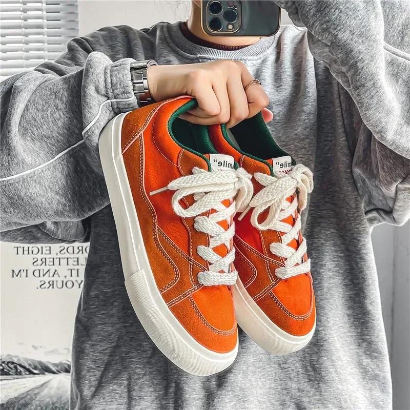 Мужские парусиновые туфли, мужские кроссовки в стиле пэчворк, удобные туфли на платформе в корейском стиле, мужские дышащие туфли на шнуровке из вулканизированной стали