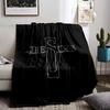 Cross Design with JESUS TextFlannel blanket for bedroom, living room, sofa, and nap