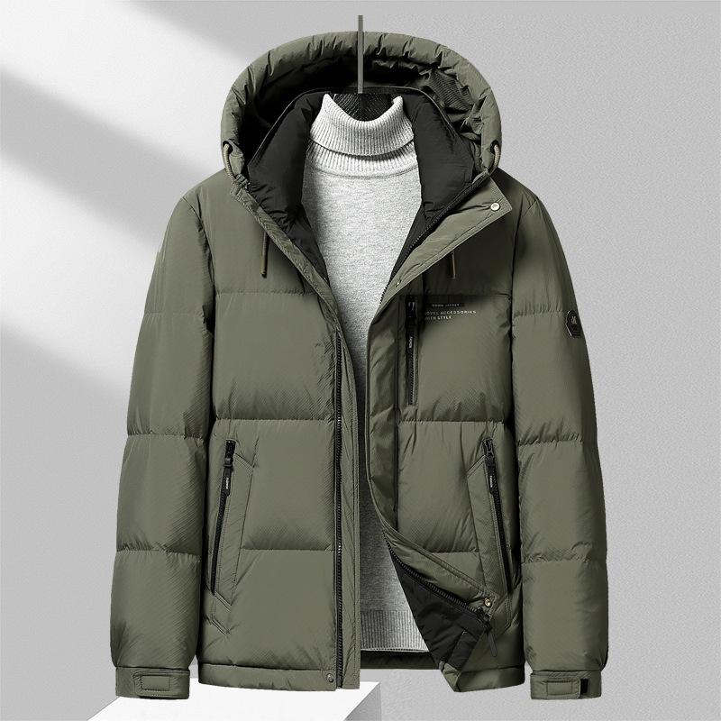 Пуховик мужской зимняя одежда новый жаккардовый пуховик с капюшоном утепленный утепленный повседневный пуховик для мужчин