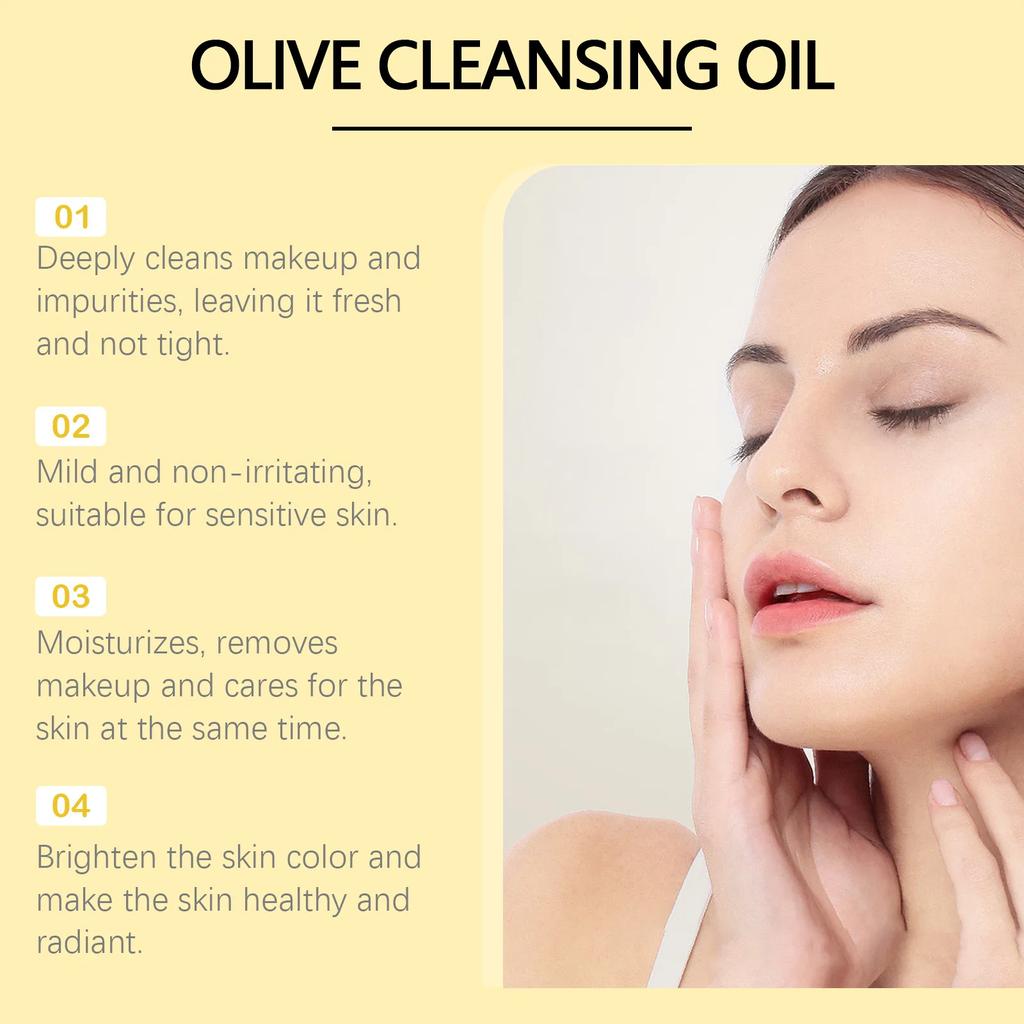 OUHOE Olive Makeup Remover Oil, Gently Moisturizing and Skin Cleansing Facial and Lip Olive Makeup Remover Oil Cleaning Tools