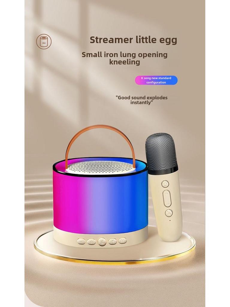 Портативный Bluetooth-динамик K52 с двумя микрофонами для караоке на открытом воздухе и дома