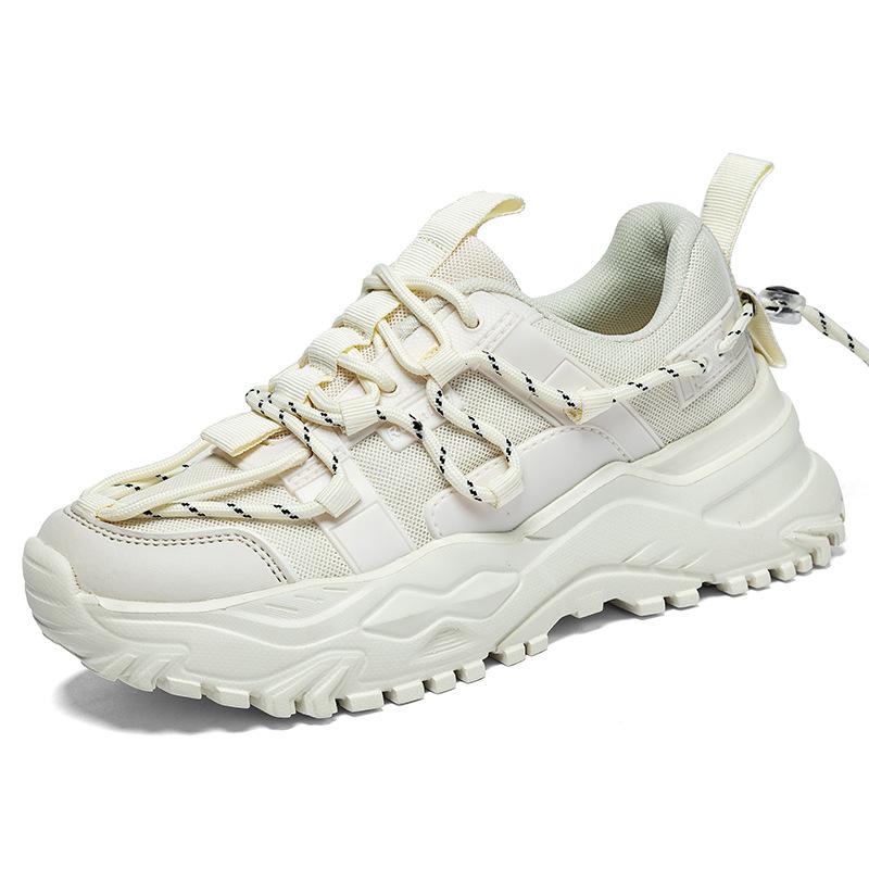 Женские кроссовки для папы на толстой подошве в спортивном стиле, дышащие, модные, с низким верхом, с перекрестными шнурками, на танкетке, для бега, кроссовки