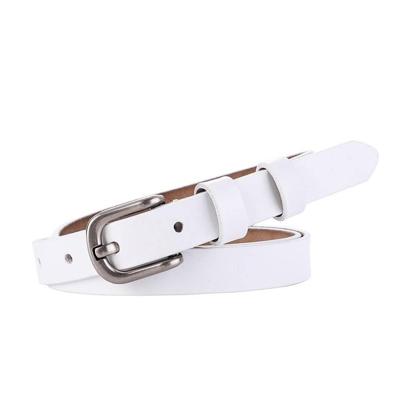 Womens Cowhide Leather Belt With Classic Pin Closure And Slim Design For Casual Outfits