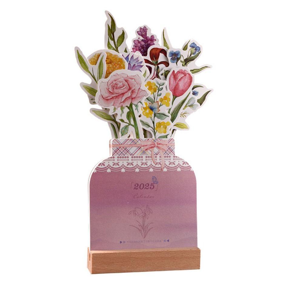 С базовым цветочным настольным календарем, бумажным календарем ручной работы, годом Змеи, деревянным календарем 2025, настольным календарем, для офиса