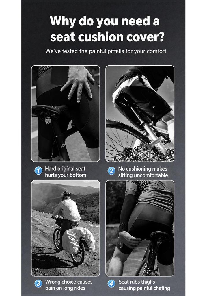 3D Ergonomic Silicone Bike Saddle Cover, High Elastic Shock Absorption, Breathable Non-Slip Cushion for Mountain Cycling