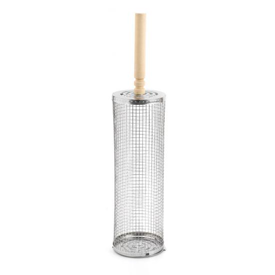 1/2Pcs Stainless Steel BBQ Cage with Wooden Handles Easy To Clean Rolling Barbecue Basket Even Heating Barbecue Basket