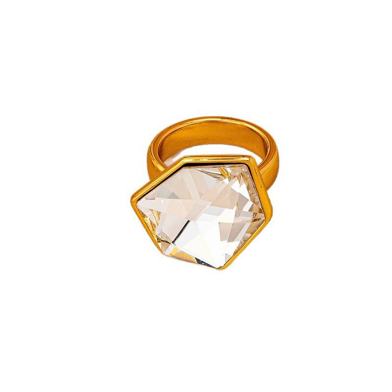 Niche versatile geometric inlaid white crystal necklace light luxury design ring couple hexagonal diamond stud earrings women