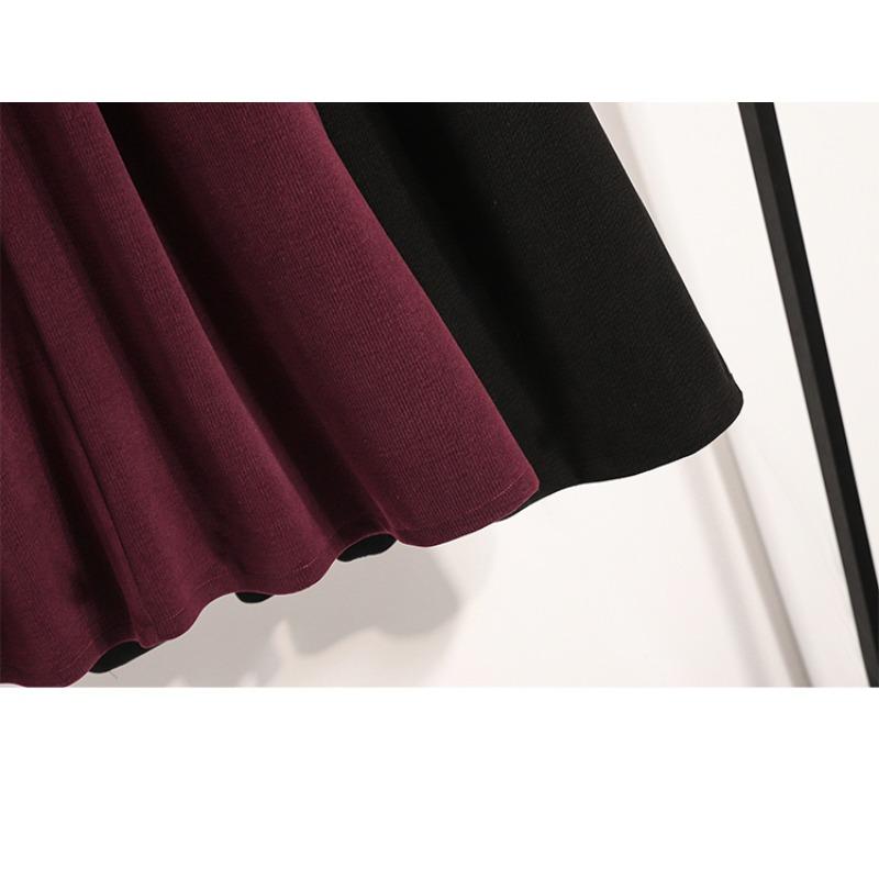 DIMANAF 2024 Осень Зима Плюс Размер Длинные Женские Юбки Однотонные А-силуэта Большие Размеры Женские Элегантные С Высокой Талией Новые Юбки