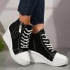 Lightweight Wedge Sneakers for Women Fashion Platform High Top Canvas Shoes Woman Zipper Lace Up Casual Walking Shoes Plus Size