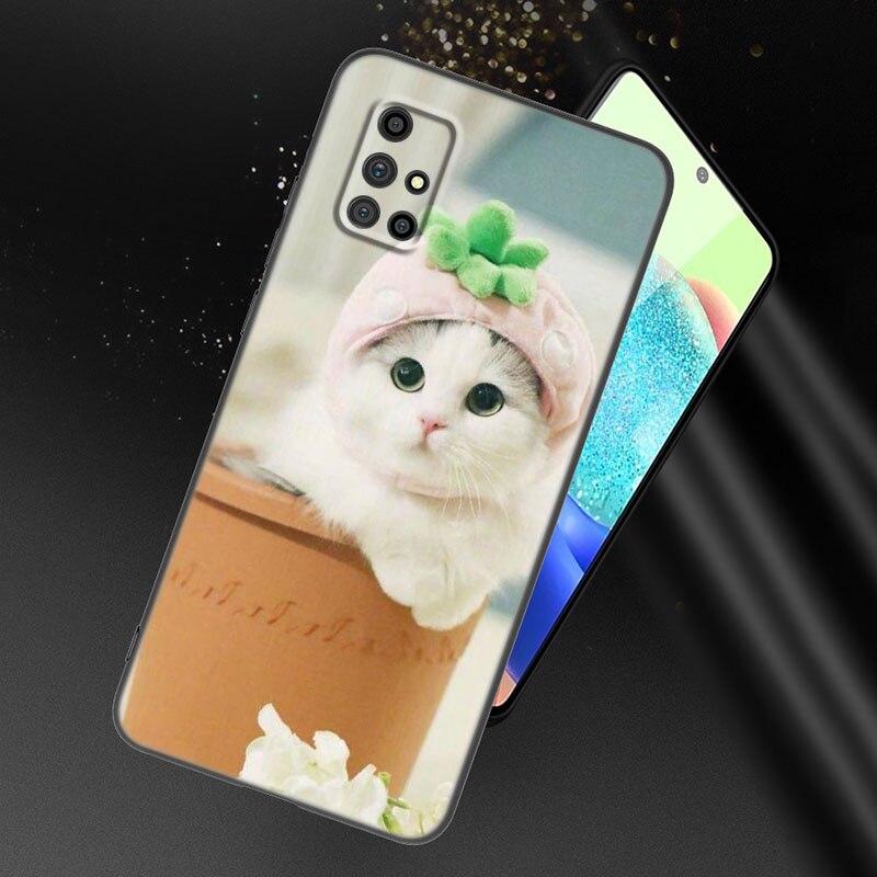 Милый кавайный чехол для телефона с котенком и кошкой для Samsung Galaxy A21 A30 A50 A52 S A13 A22 A32 A33 A53 A73 5G A11 A12 A31 A51 A70 A71 A72