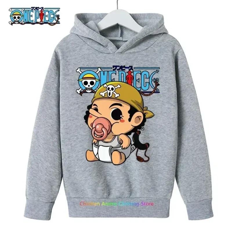 Spring Autumn One Piece Hoodie for Boys Anime Luffy Hoodie Sweatshirt Kids Coat Men's Clothing Sudaderas