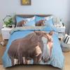Horse Bedding Set Queen Size,Pony Decorative 2/3pcs Bedding Set Horse Freedom Runs Gallop Farm Print Soft Polyester Duvet Cover
