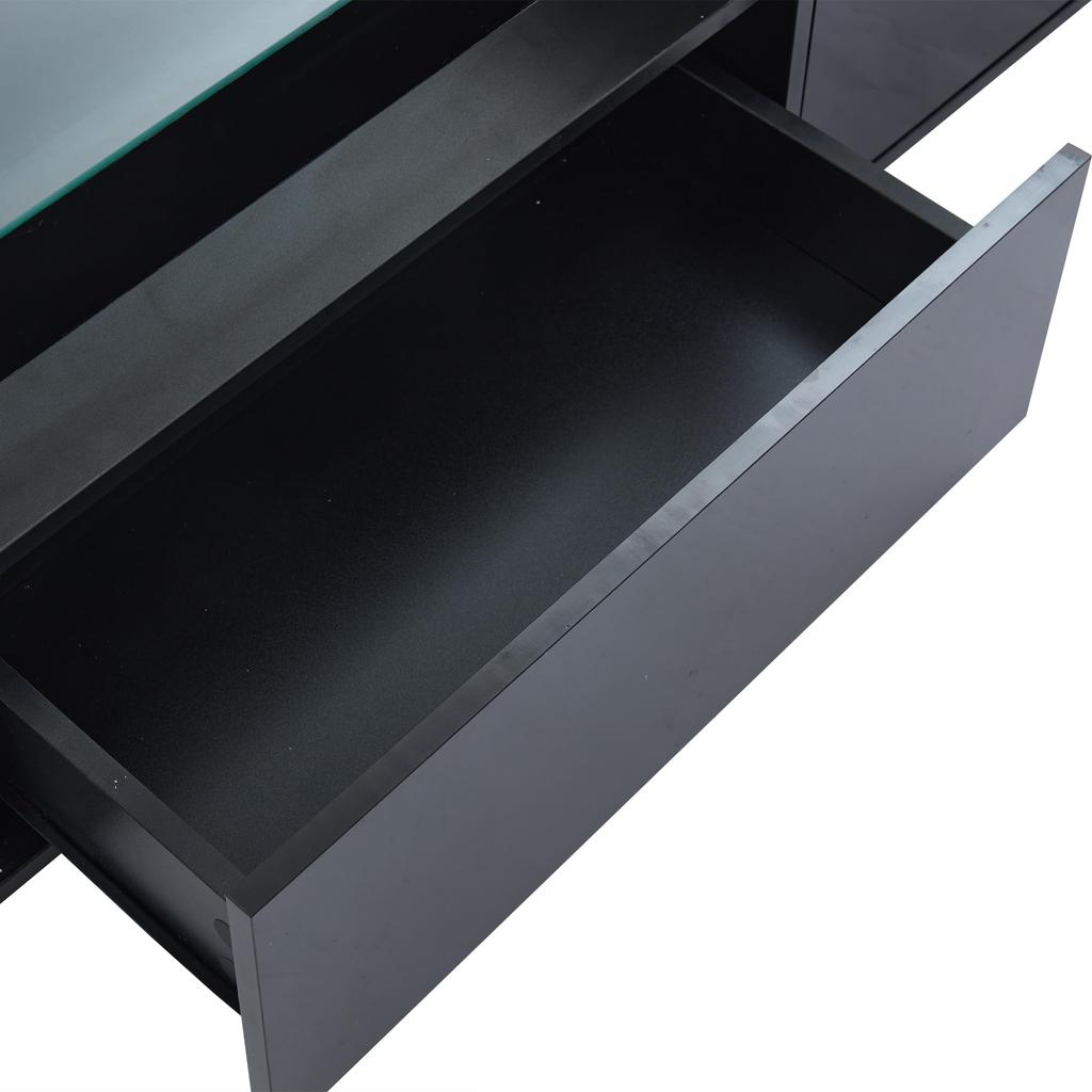 ТВ Шкаф Стильный Тумба под телевизор ТВ Тумба Глянцевый Черный 70 дюймов Телевизор, ТВ Подставка 2 Ящика, ТВ Мебель Гостиная Спальня