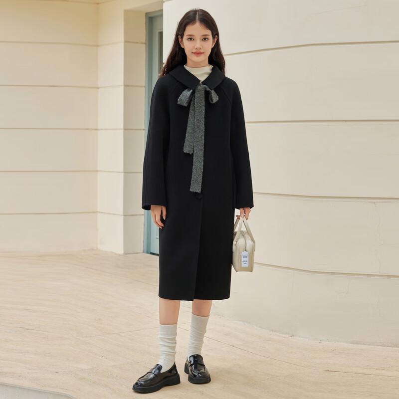 Ledian Academy Detachable Webbing Long Wool Blend Coat