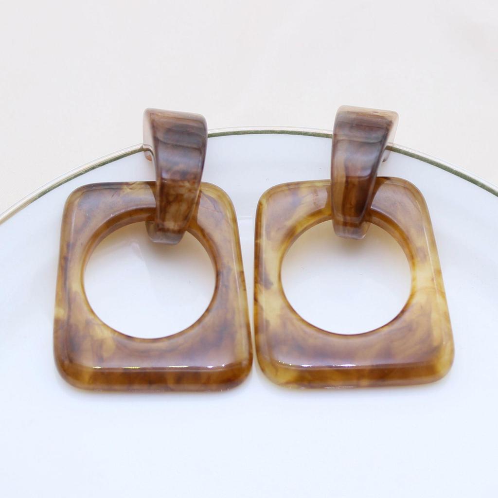 Европейские и американские ретро-серьги Maelard: Игла из серебра S925, Кофейный акрил