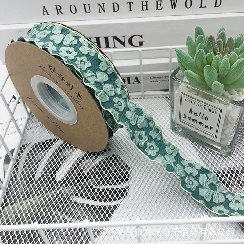 Romantic Camellia Embossed Satin Ribbon for Flower Bouquet Packaging and DIY Bows