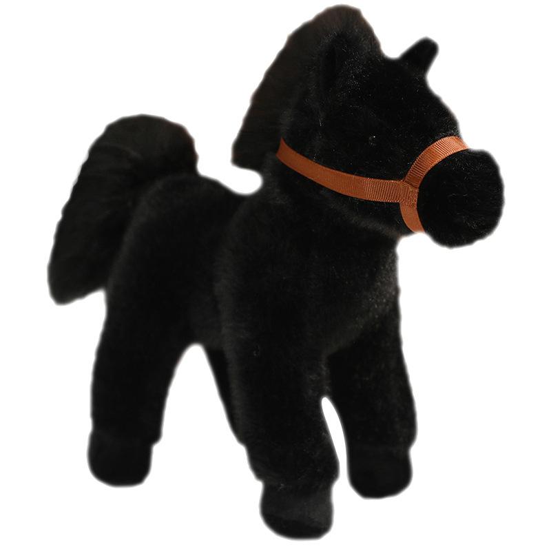 Cute Simulation Little White Horse Doll Plush Toy Foal Black Hat Doll Children'S Doll Birthday Gift