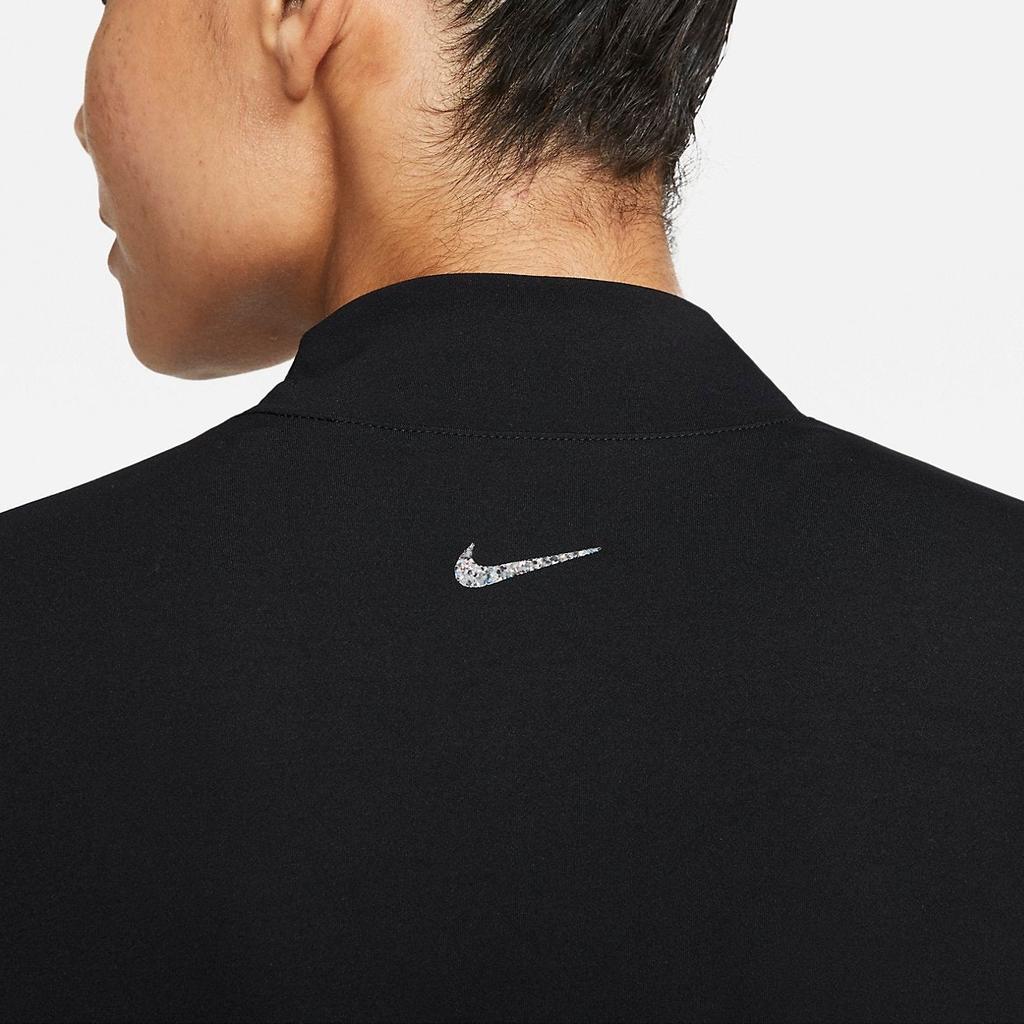 Nike Solid Color Short Slim Fit Mock Neck Long Sleeve T-Shirt Women tops Black DR2204-010
