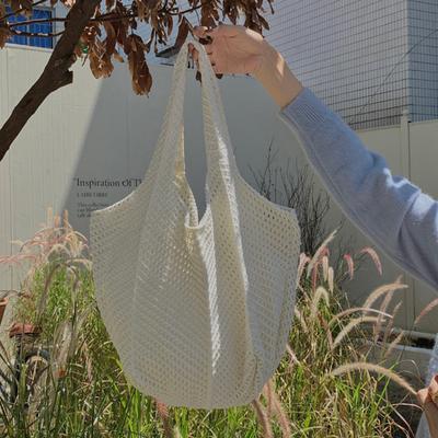 Вязаная сумка ручной работы с удобной структурой, однотонная, вместительная пляжная сумка, экзотическая, для отпуска, просторная сумка-тоут