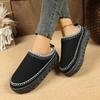 Women's Thick Bottom Snow Boots Fleece Lined Slip-On Slippers Autumn Winter New Style Cotton Plush Clog Slippers