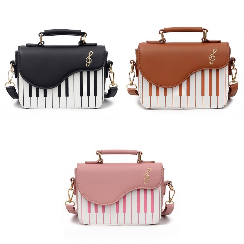 Vintage Mini Square Bag Crossbody PU Leather Bag Trendy Piano Pattern Shoulder Bag Unisex