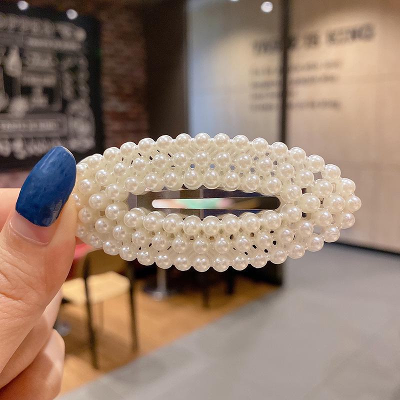 Корейская шпилька для волос со стразами и жемчугом для женщин: Элегантная боковая заколка для челки