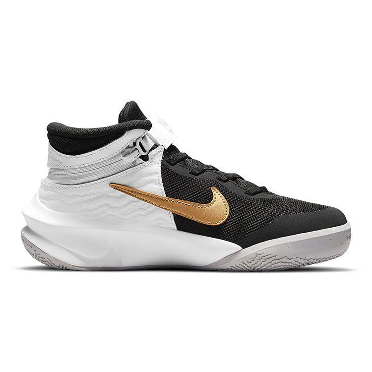 Nike Детские кроссовки Team Hustle D10 FlyEase GS Black White Metallic Gold Photon-Dust DD7303-002