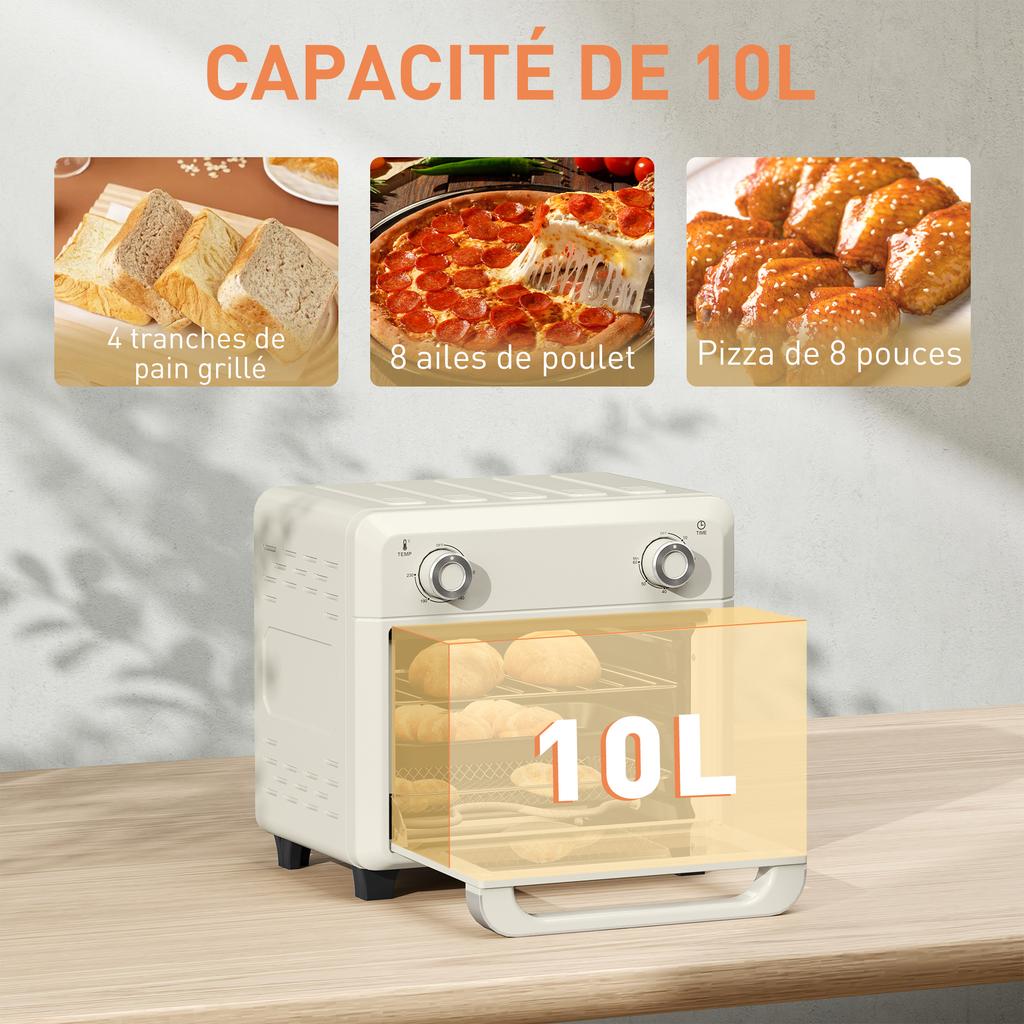Air fryer mini oven, 10 L, 1000 W, 80-230 C, timer, 32 x 27.2 x 29.8 cm