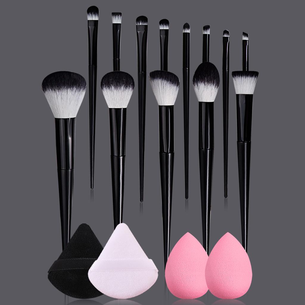 2025 New 13Pcs Makeup Brushes+2 Beauty Blenders+2 Sponge Puffs Set Soft Non-Shed Bristle Latex-Free Fast Shipping For Daily Use