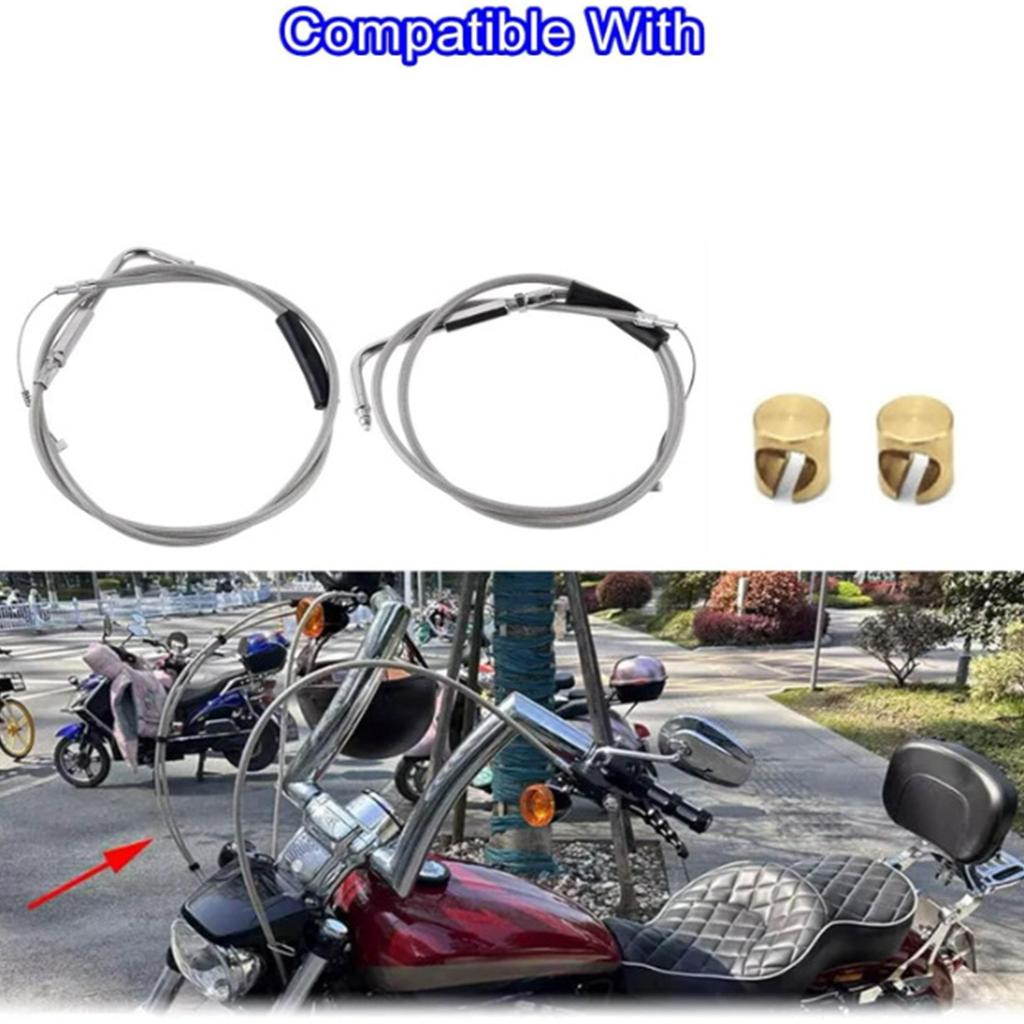 Motorcycle 42'' Throttle and Idle Cable Set for Davidson FXST FLST FLT XL 1996-UP 56579-02A Stainless Steel Idle Cable