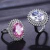Модные шикарные большие 5 карат розовые кристаллы циркония бриллиантовые драгоценные камни кольца для женщин белое золото серебряный цвет ювелирные изделия подарок на вечеринку