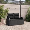 VidaXL Garden Sofa 2-seater with Black Cushions In Poly Rattan 42006741