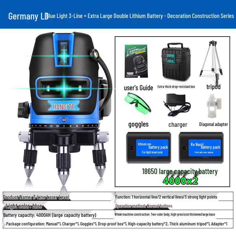 Outdoor High-Precision Infrared and Blue Laser Level - 2, 3, 5 Lines