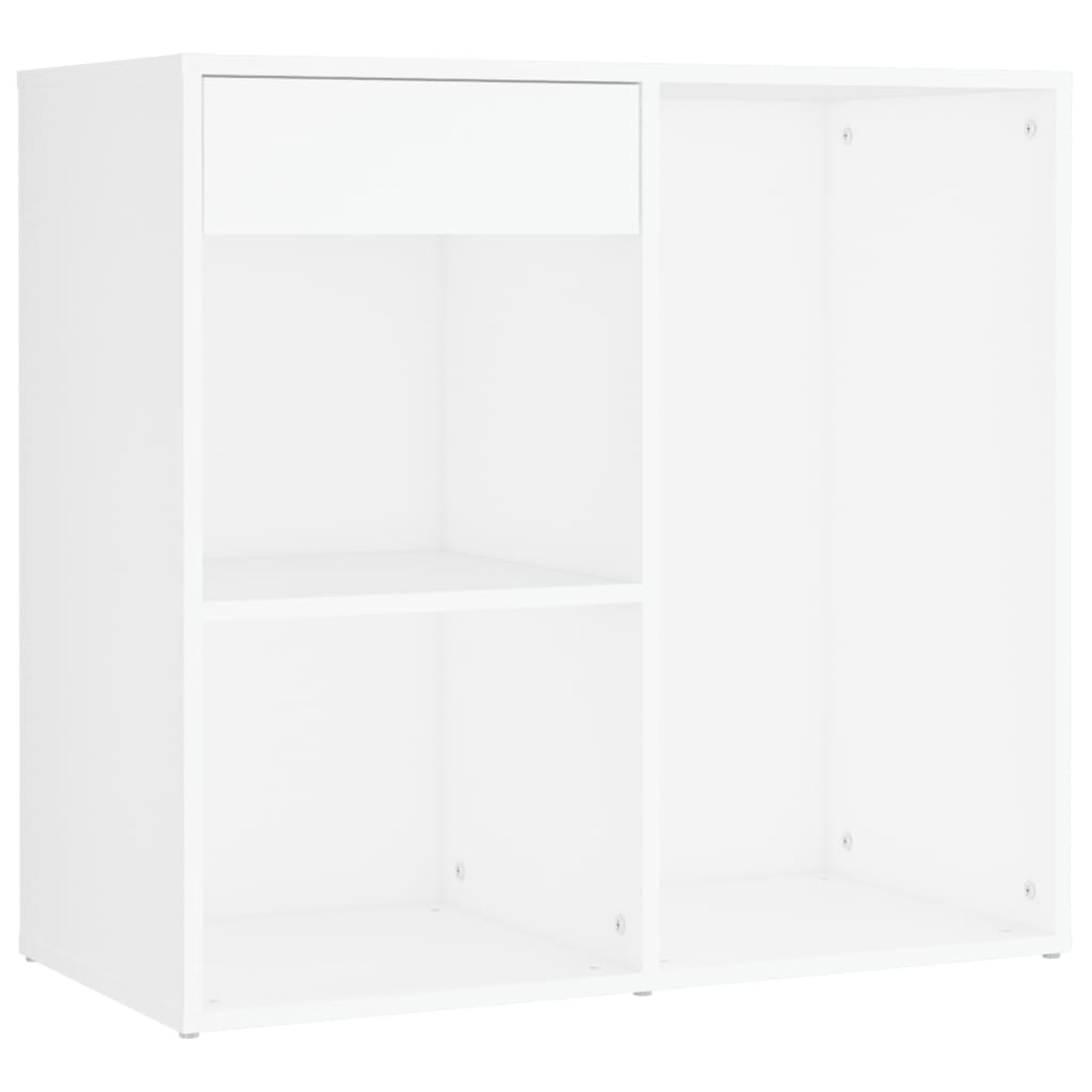 LED Makeup Table with 2 Cabinets White Wood Based Material