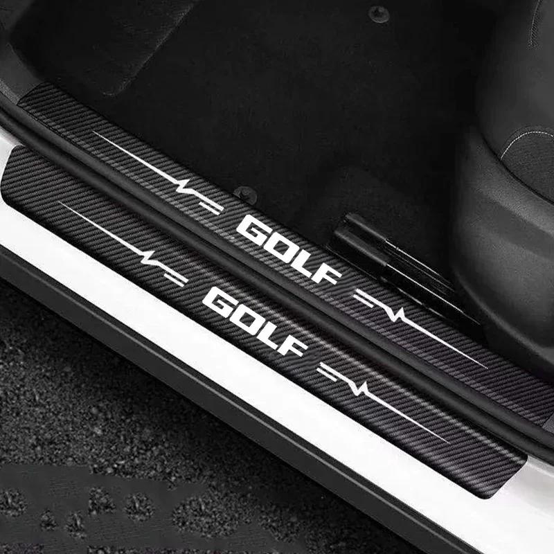 RUNTB1 Car Threshold Stickers for Volkswagen VW Golf 4 6 MK4 Passat Polo B6 B7 R Line Jetta GTI GTD Rear Door Sill Anti Scratch Pad
