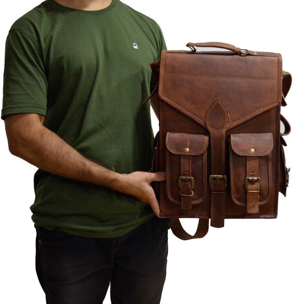 Handmade New Vintage Men's Leather Backpack Bag Genuine Laptop Rucksack Travel