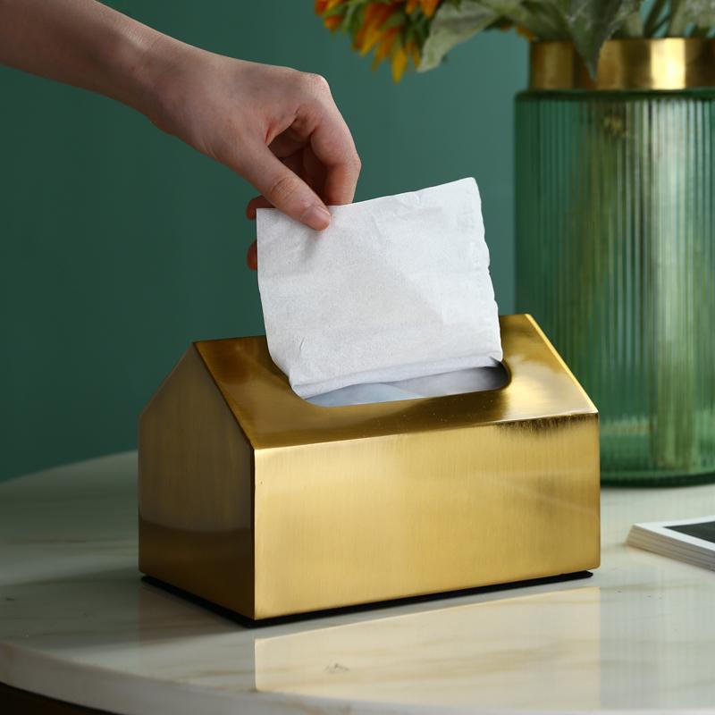 Металлическая коробка для салфеток, квадратная, золотая, прямоугольная, с геометрией дома, настольная организация хранения, современные аксессуары для украшения дома